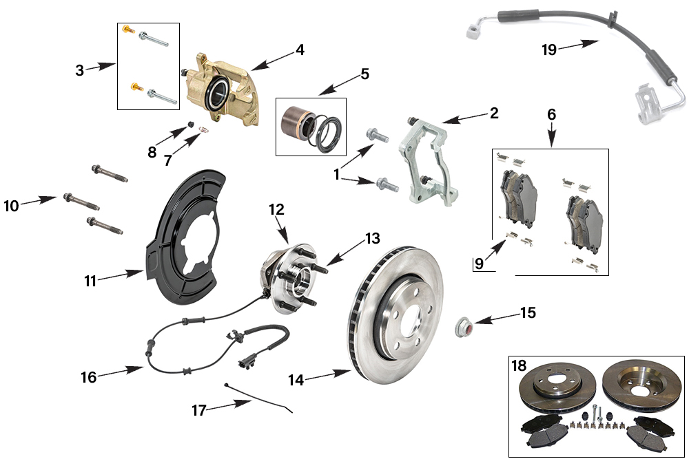 Jeep Wrangler JK Front Brake Parts