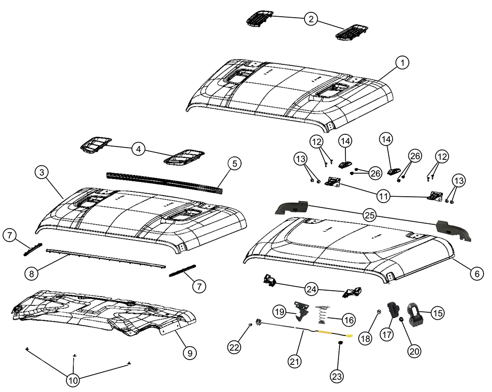 Jeep Wrangler JL Hood Parts