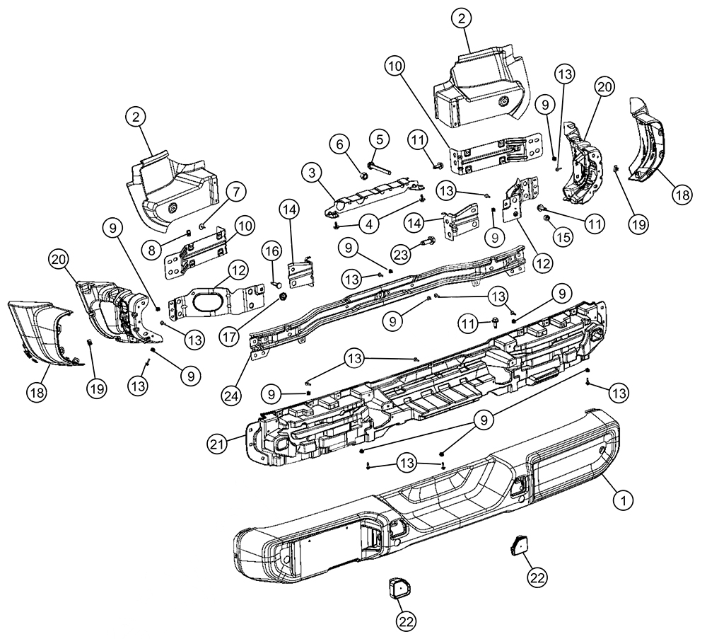 Jeep Wrangler JL Rear Bumper Parts