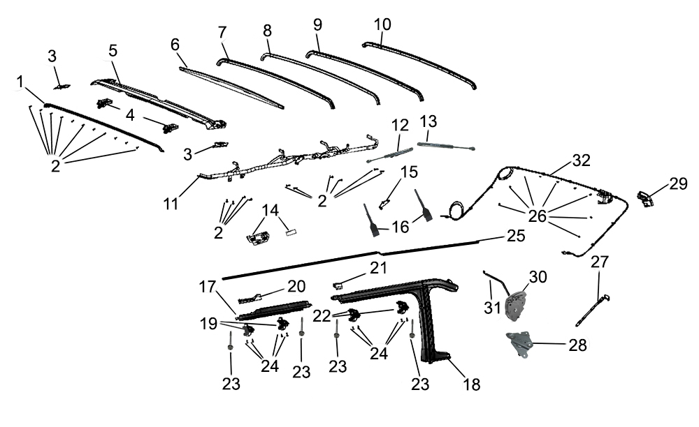 Jeep Wrangler JL Soft Top Hardware Parts