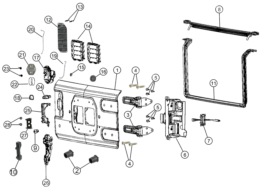 Jeep Wrangler JL Tailgate Parts