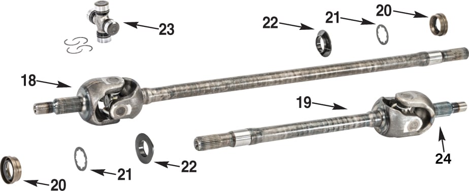 Jeep Wrangler JK Dana 30 Front Axle Shaft Parts Exploded Diagram