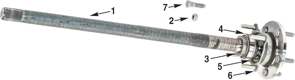 Jeep Wrangler JK Dana 44 Rear Axle Shaft Parts Exploded Diagram