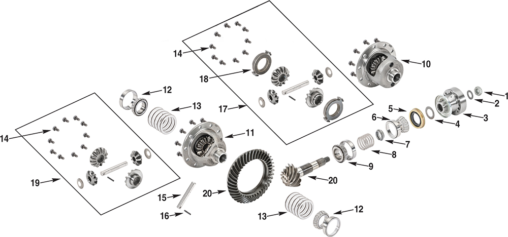 Jeep Wrangler JK Dana 44 Standard Rear Differential Parts Exploded Diagram