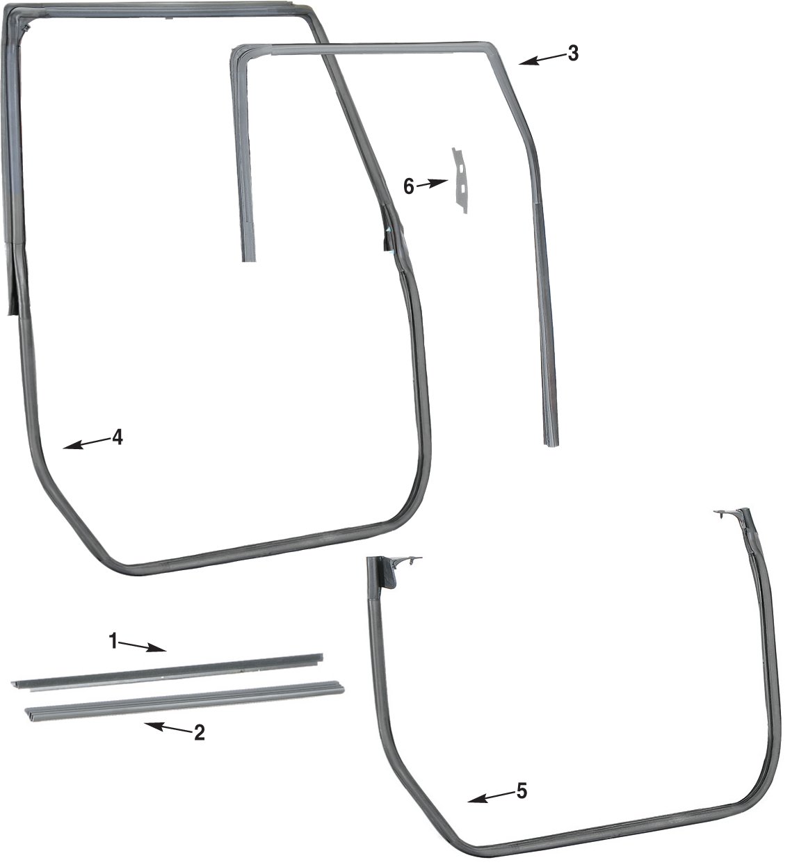 Jeep Wrangler JK Front Door Weatherstripping Parts