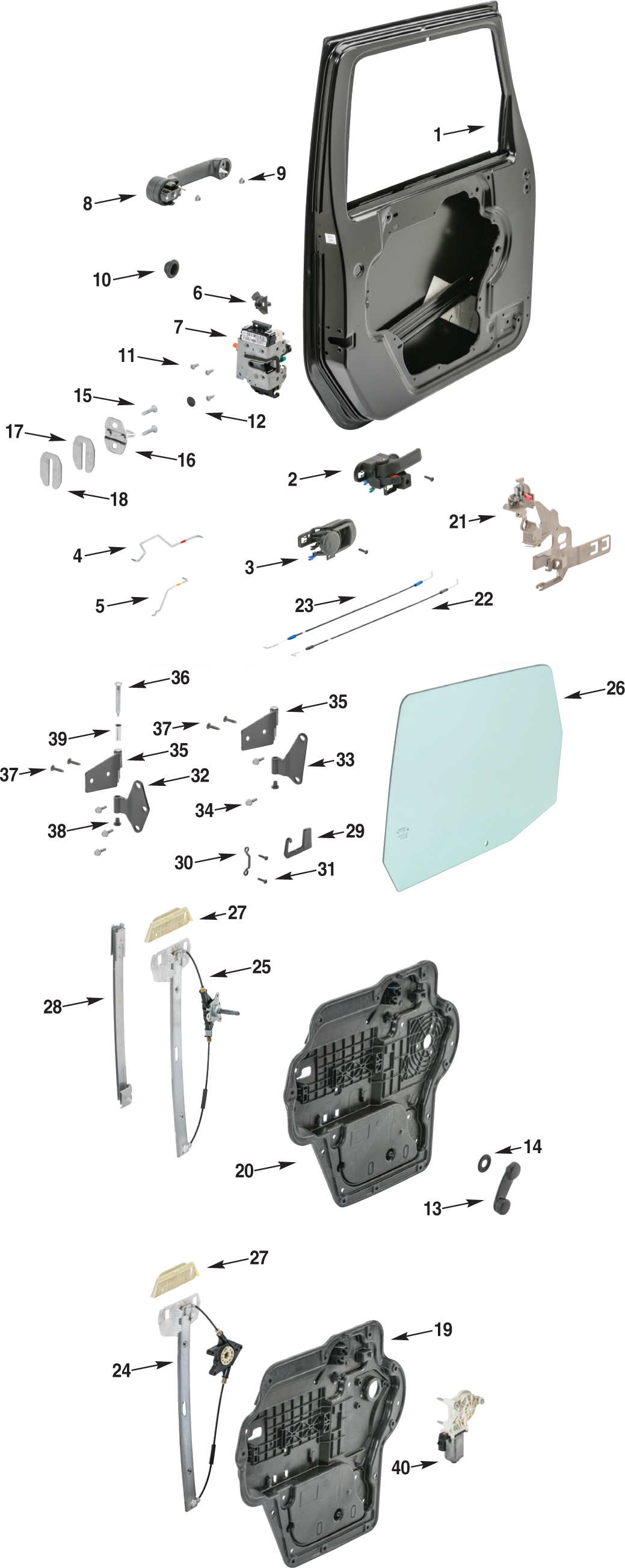 Jeep Wrangler JK Front Full Steel Door Parts