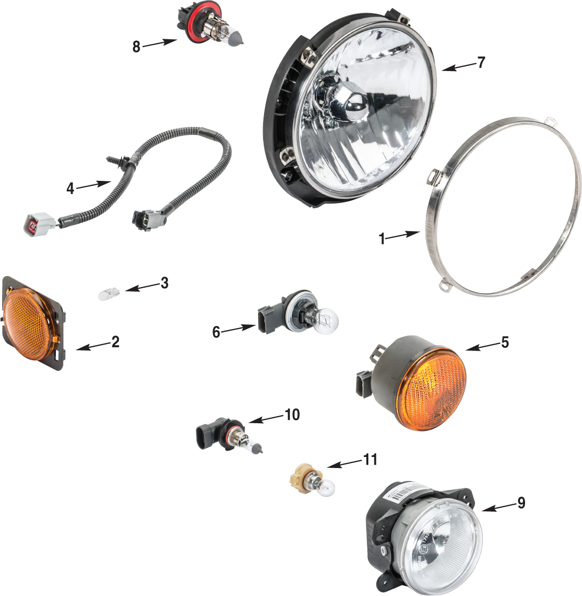 Jeep Wrangler JK Front Lamp Parts