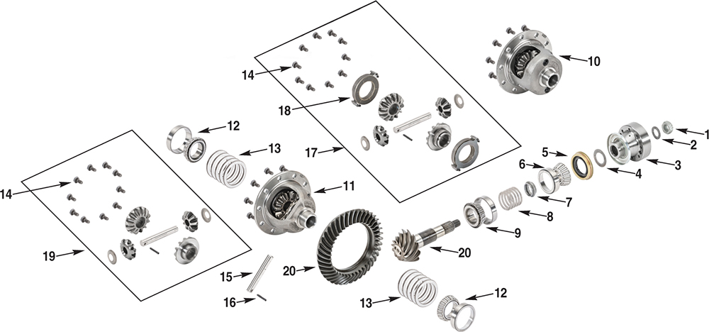 Jeep Wrangler JK Dana 44 Standard Rear Differential Parts Exploded Diagram